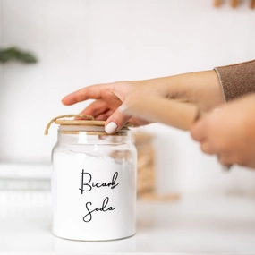 Glass Jar with Bamboo and Twine Lid - 1L Figurines,Decorative Ornaments