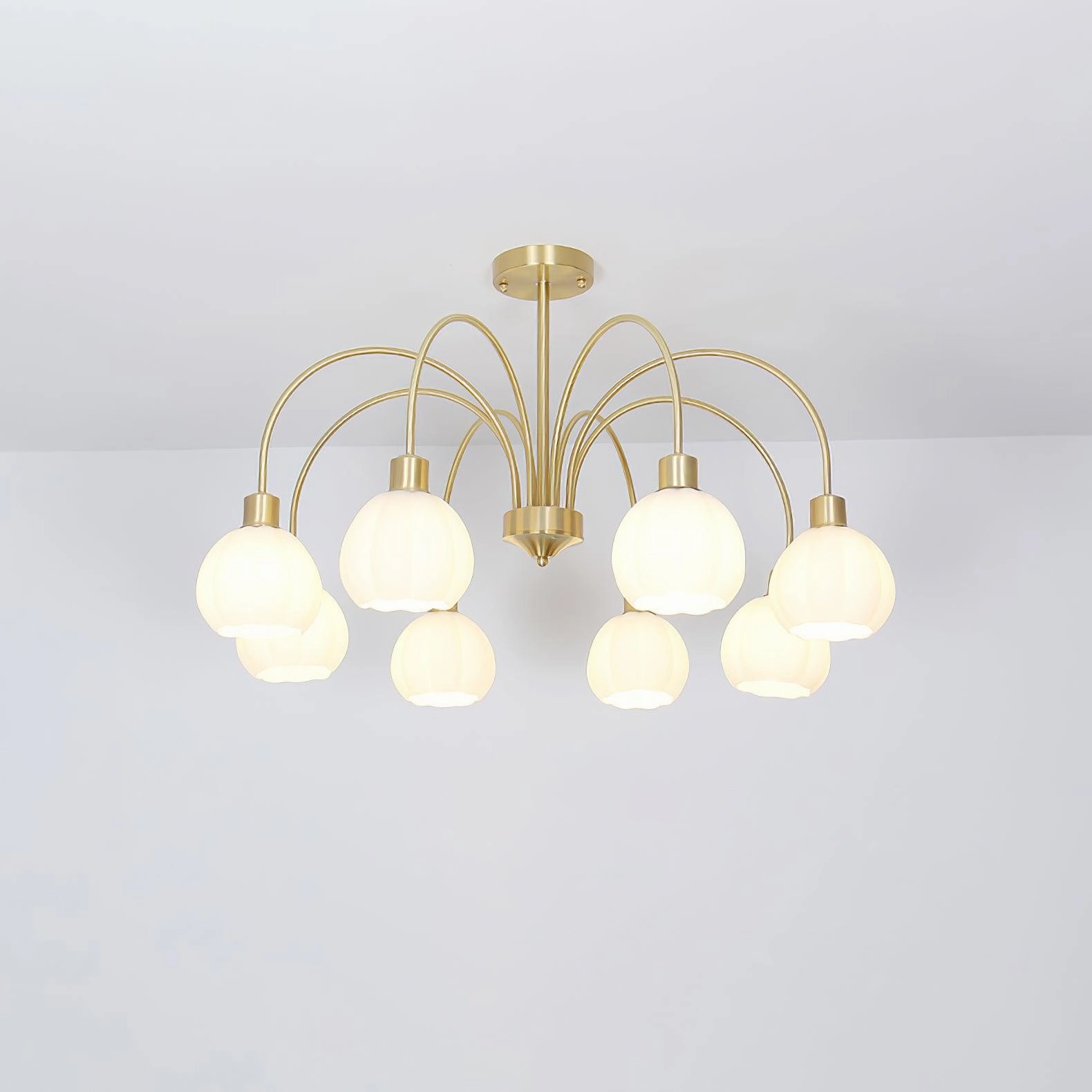 Glass Pumpkin Gold Chandelier