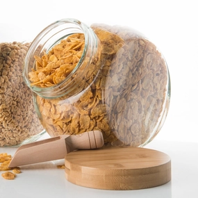 Glass Snack Jar with Bamboo Lid - 4L Figurines,Decorative Ornaments