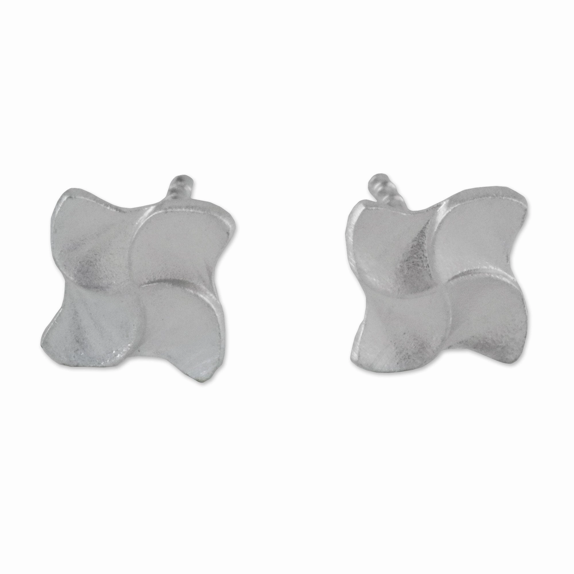 Gleaming Pinwheels Pinwheel-Shaped Sterling Silver Stud Earrings from Thailand