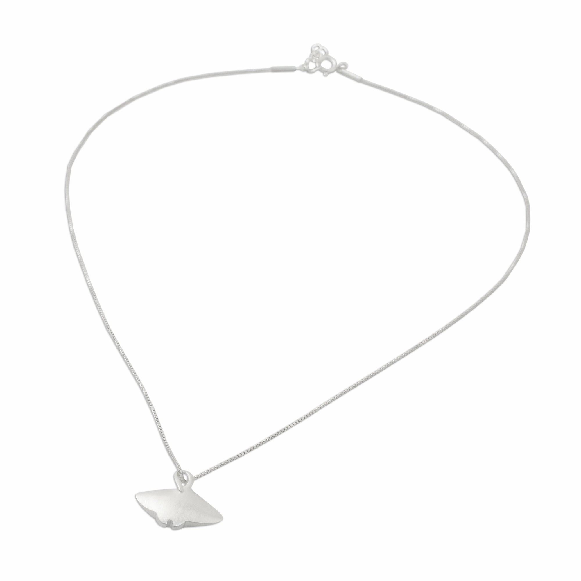 Glimmering Stingray Sterling Silver Stingray Pendant Necklace from Thailand