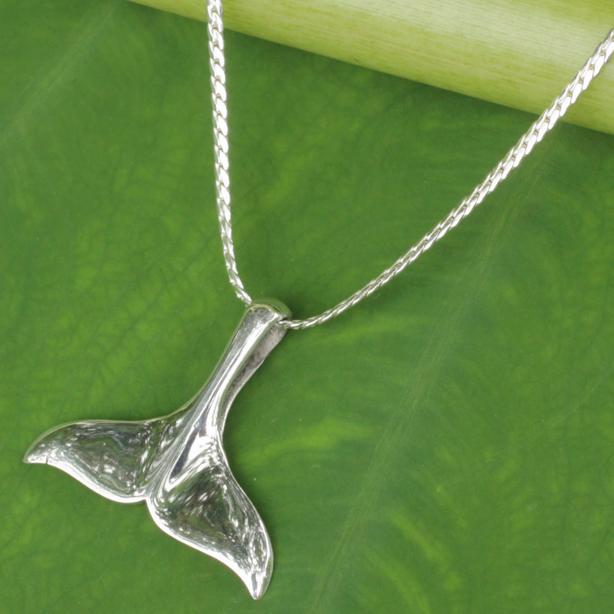 Glistening Whale Silver Pendant Necklace