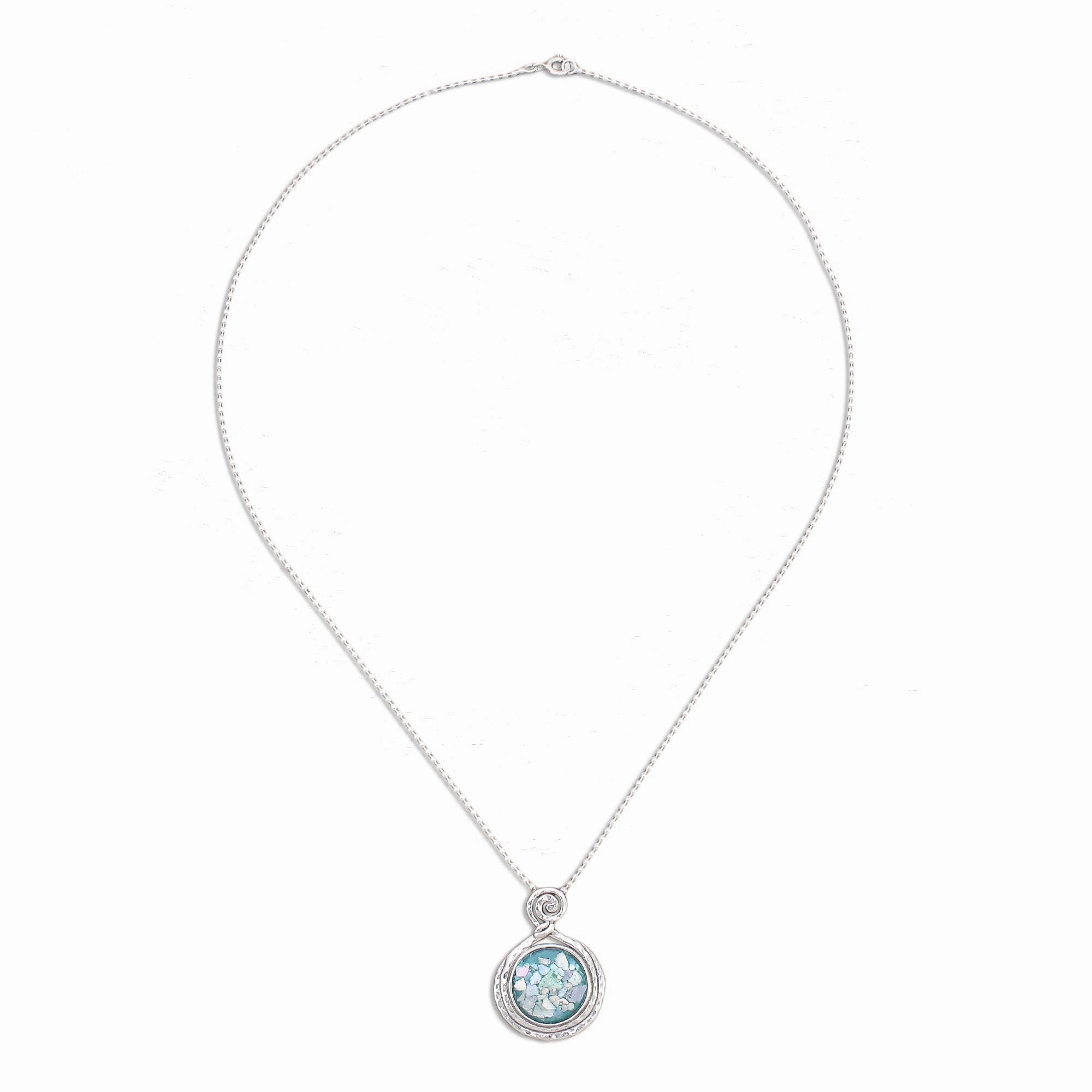 Glittering Moon Artisan Crafted Roman Glass Pendant Necklace from Thailand