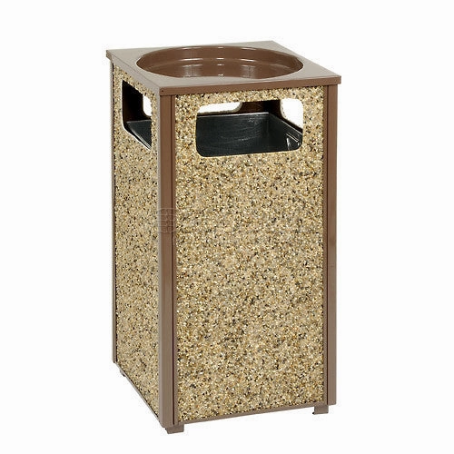 Global Stone Panel Trash Sand Urn Brown 17-1/2" Square X 32"H