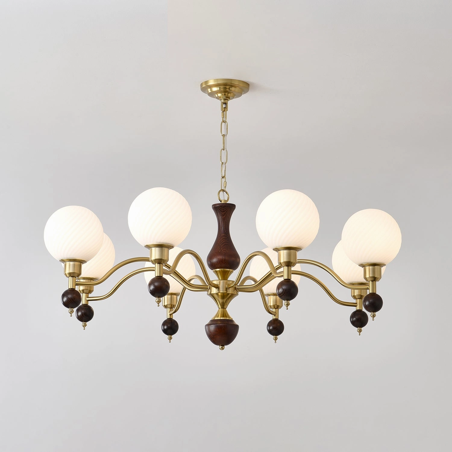 Globe Orb Wood Chandelier
