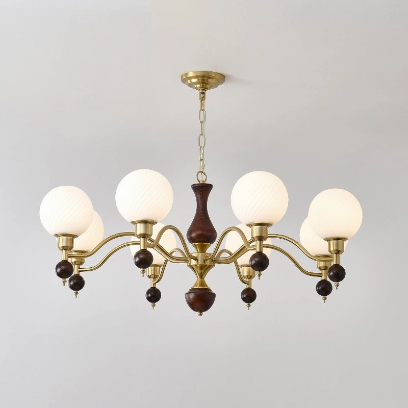 Globe Orb Wood Chandelier