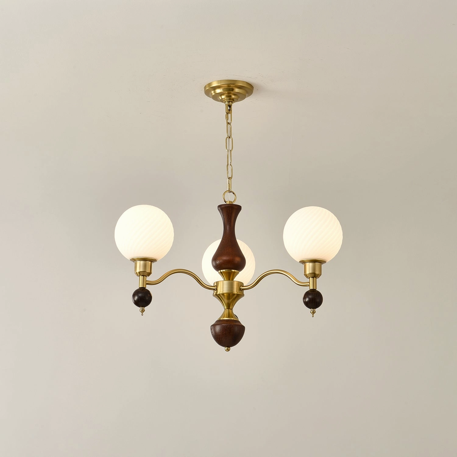 Globe Orb Wood Chandelier