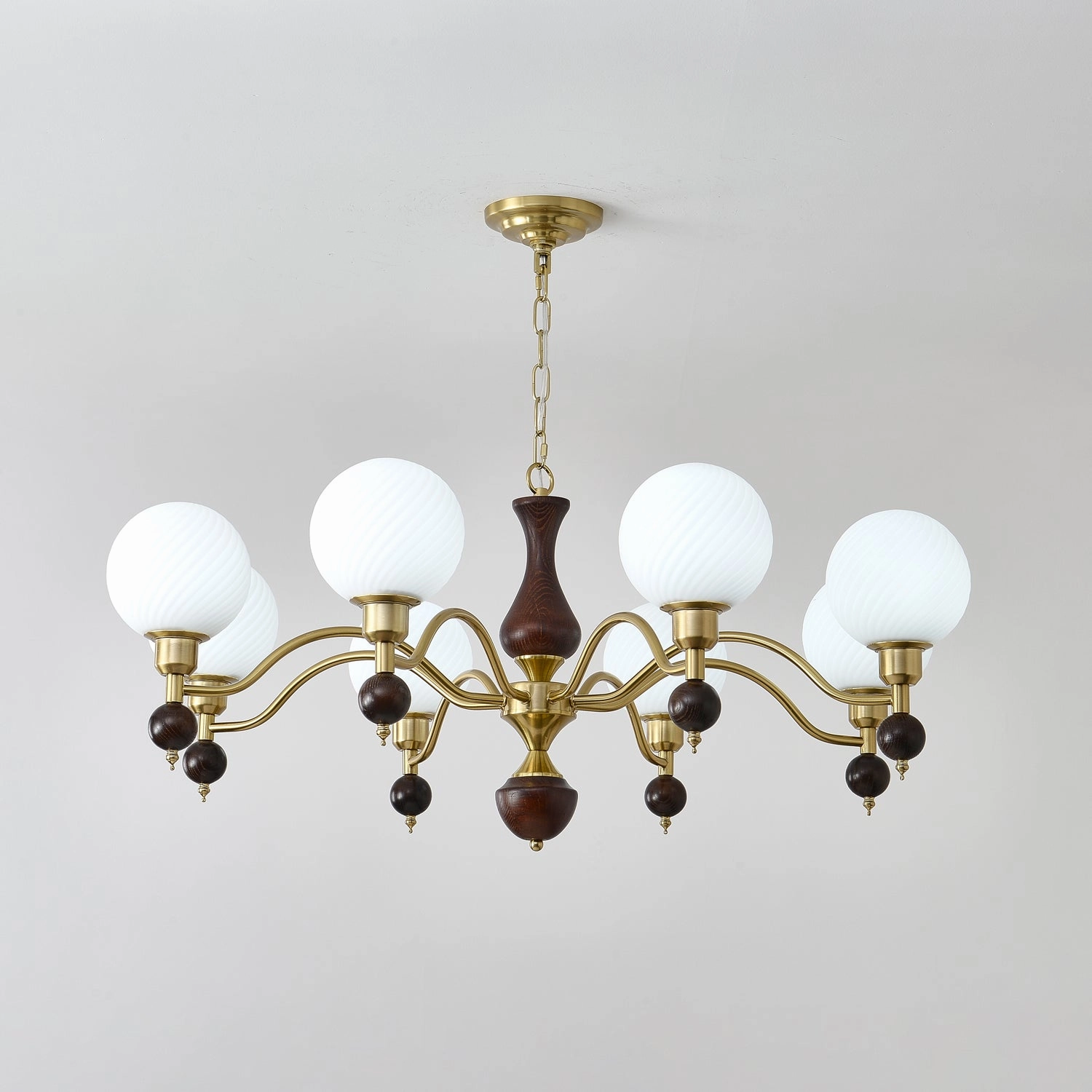 Globe Orb Wood Chandelier