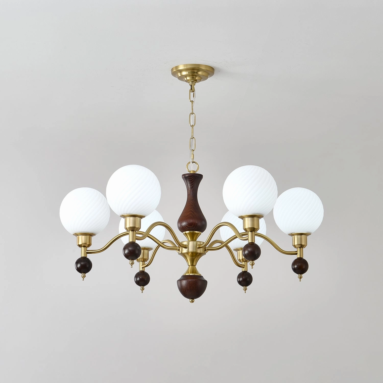 Globe Orb Wood Chandelier