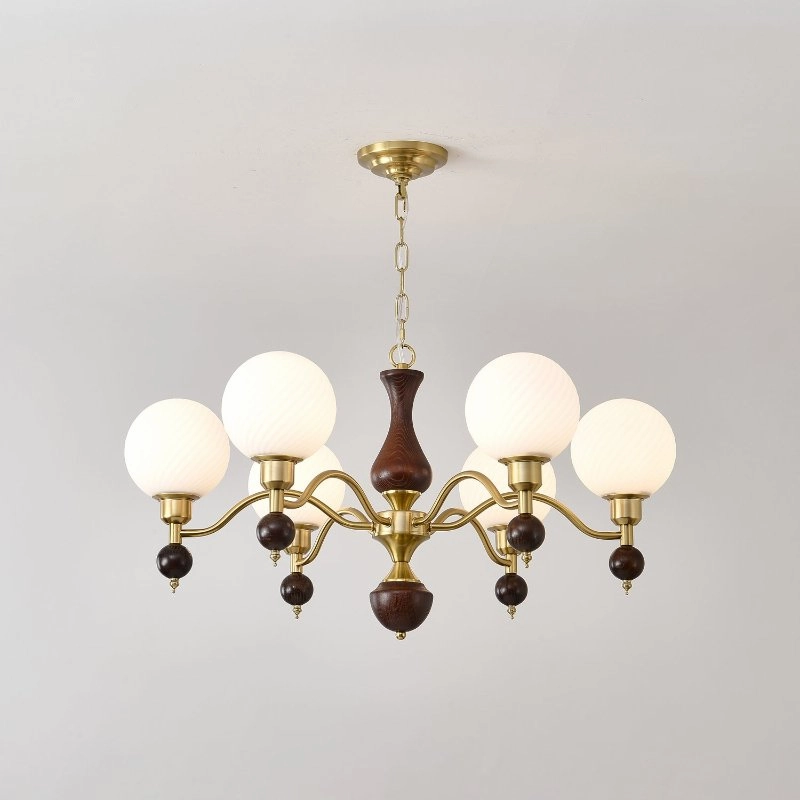 Globe Orb Wood Chandelier