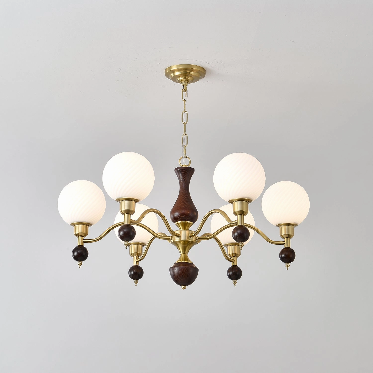 Globe Orb Wood Chandelier