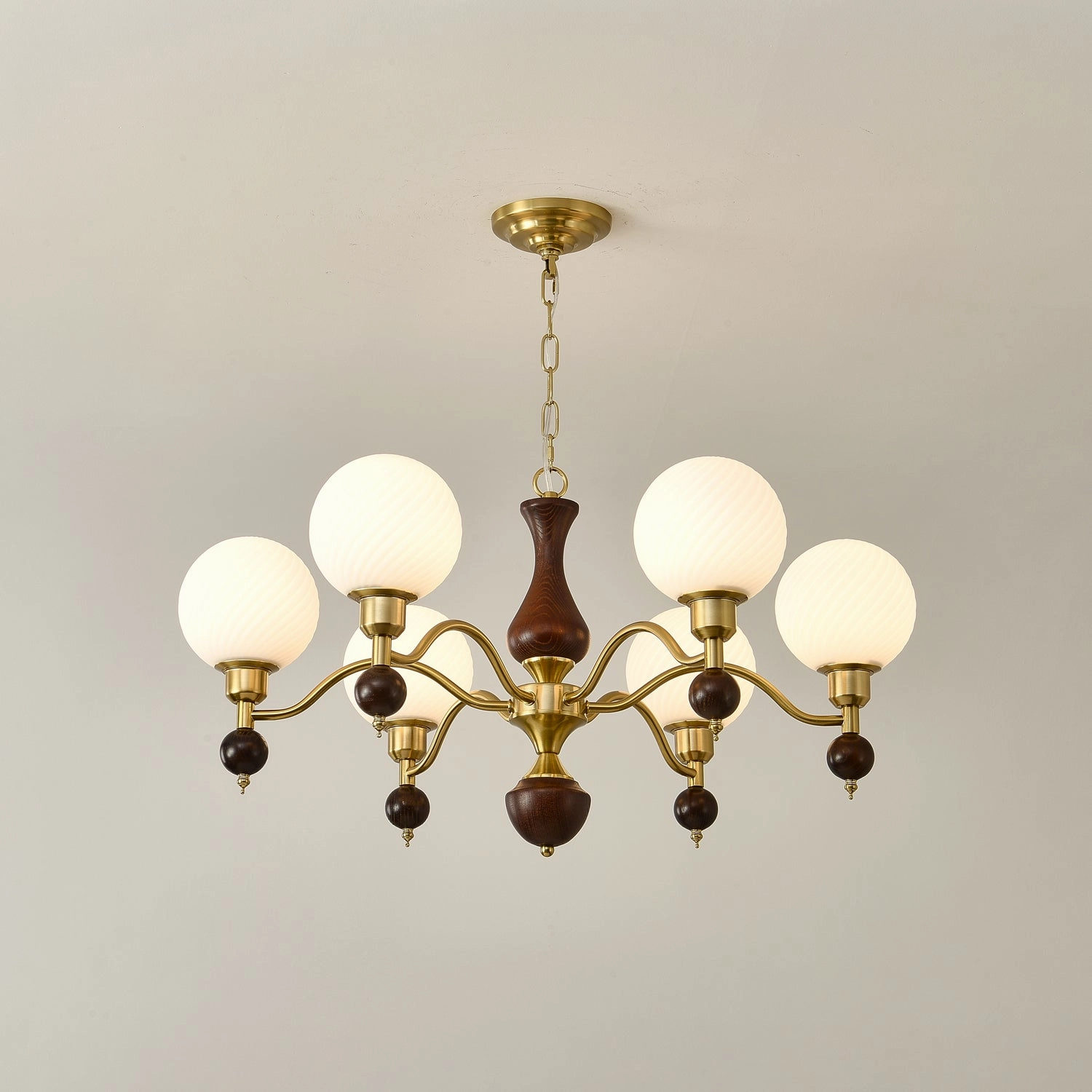 Globe Orb Wood Chandelier