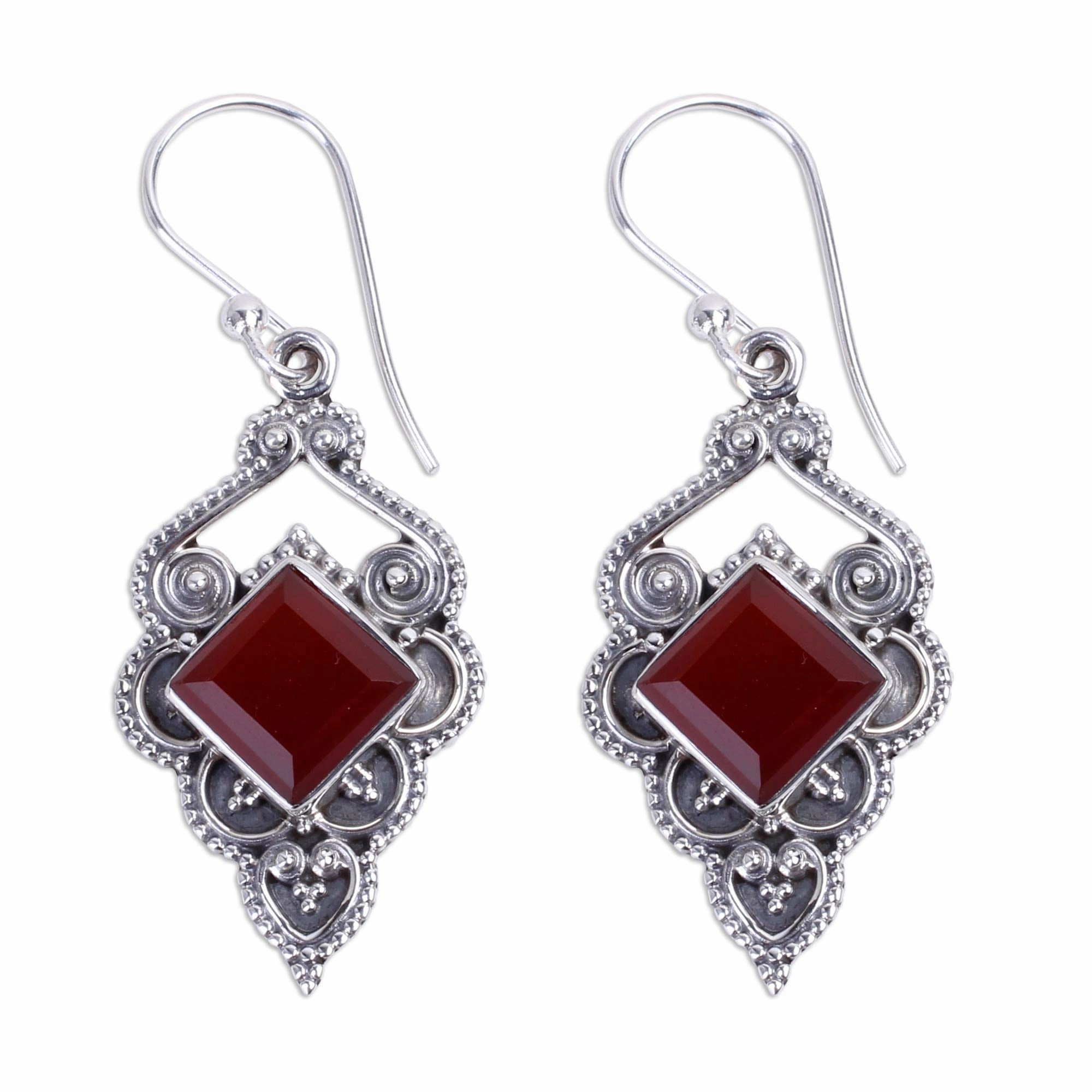 Glorious Orange Carnelian Silver Earrings