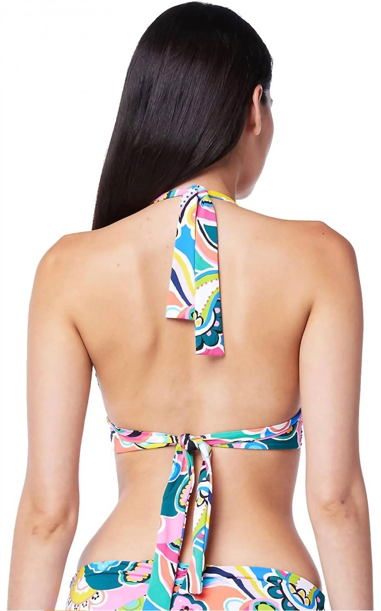 Go For Bold Halter Tie Front Top In Green Multi