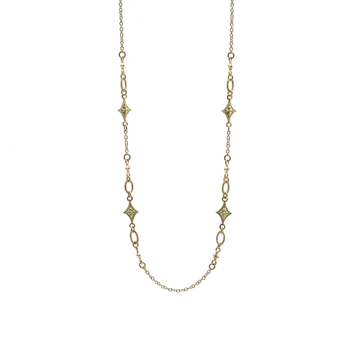 Gold Crivelli Scroll Oval Link Necklace