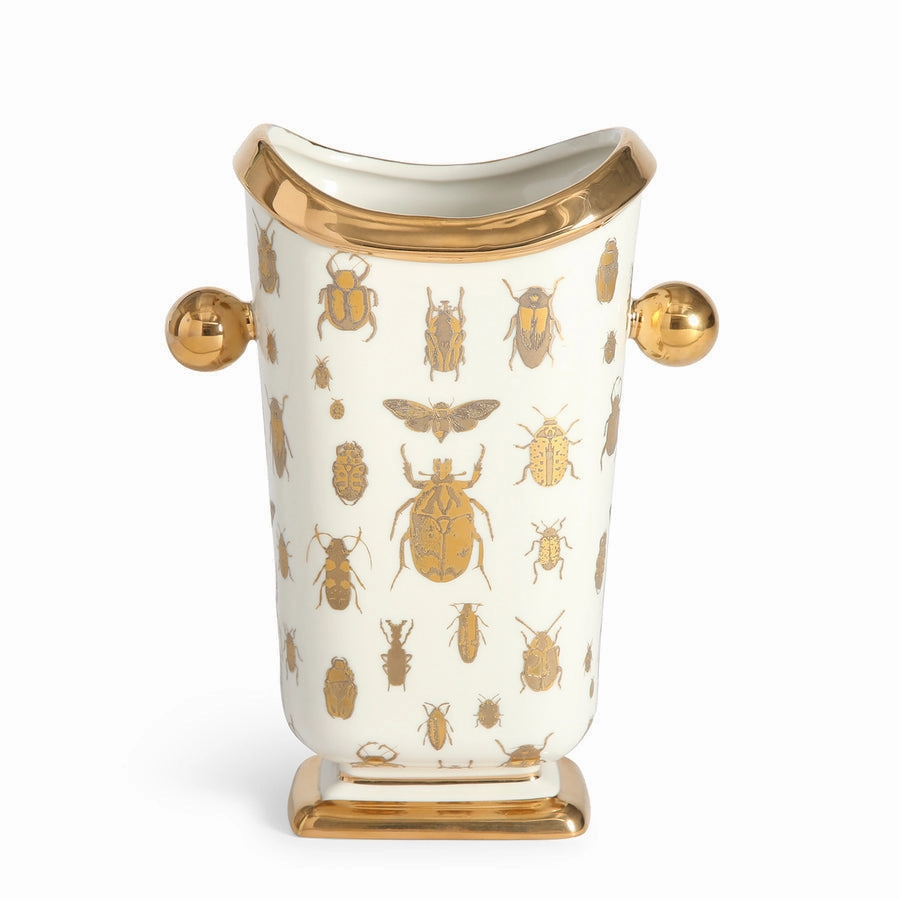 Gold Silhouettes Porcelain Vase | Jonathan Adler Botanist Vase,Glass Vase