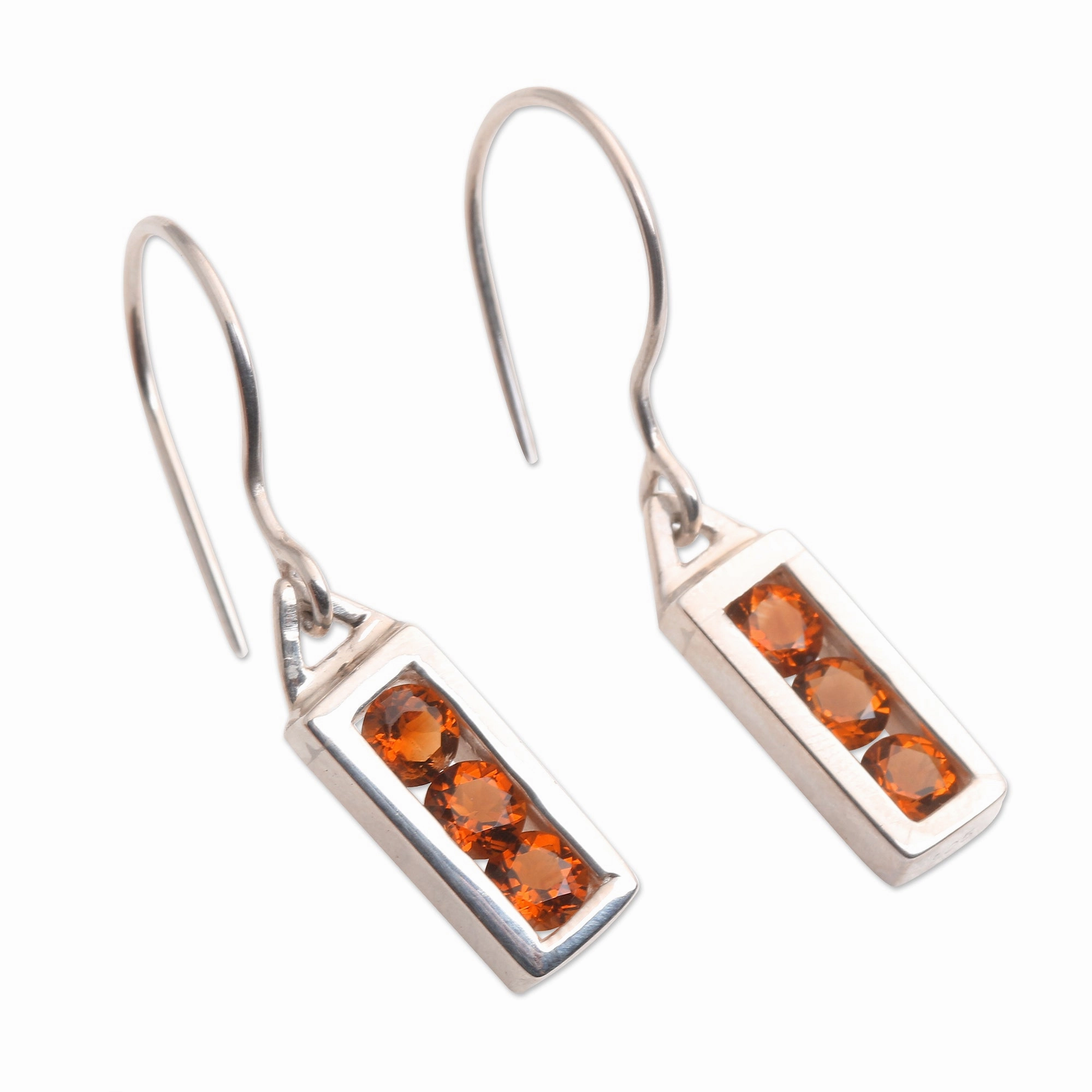 Golden Lantern Citrine Sterling Silver Dangle Earrings