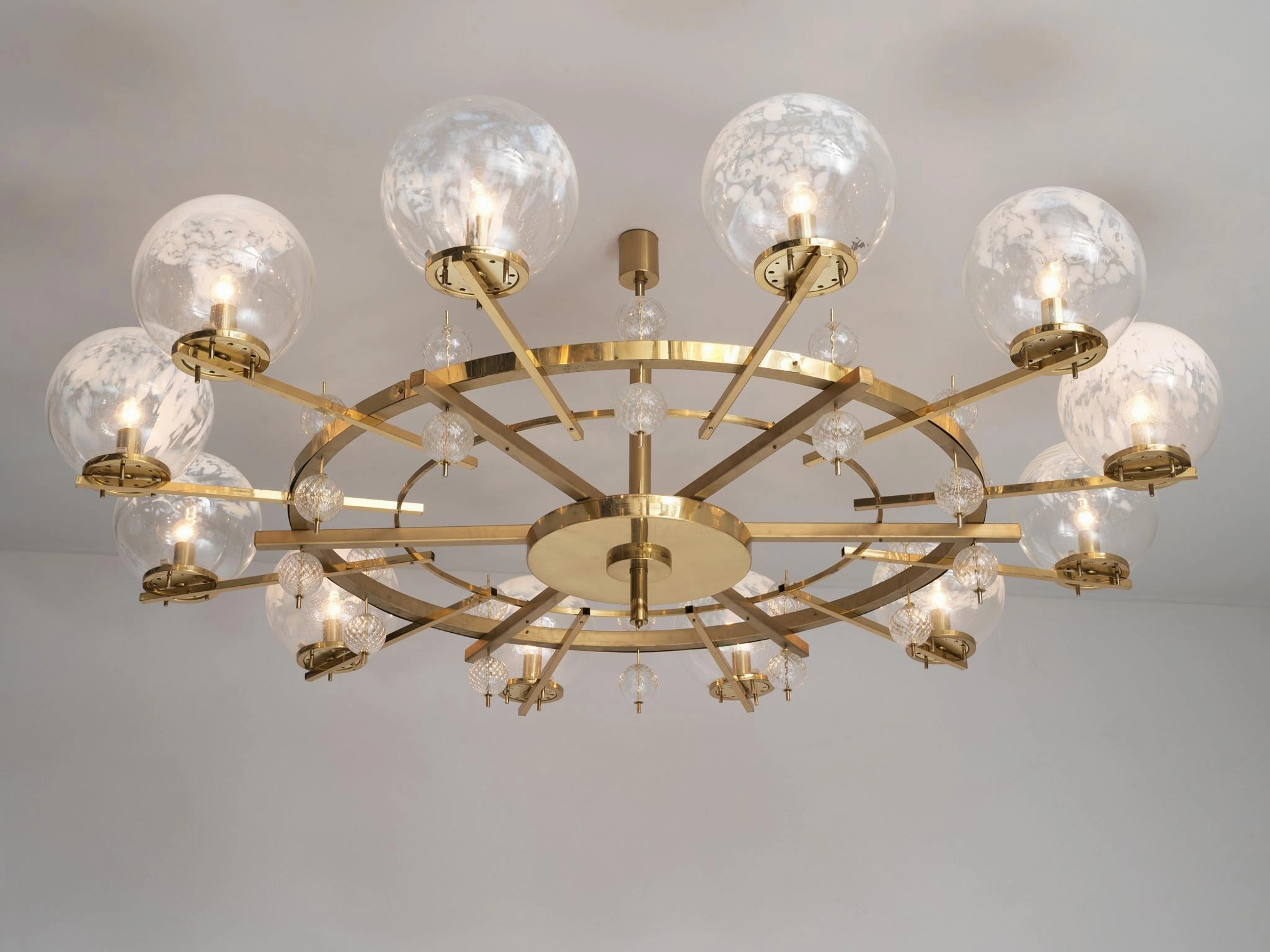 Grand Chandelier in Brass and Art-Glass Spheres 8.5 feet Knife Set,Kitchen Knives