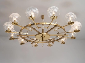 Grand Chandelier in Brass and Art-Glass Spheres 8.5 feet Knife Set,Kitchen Knives