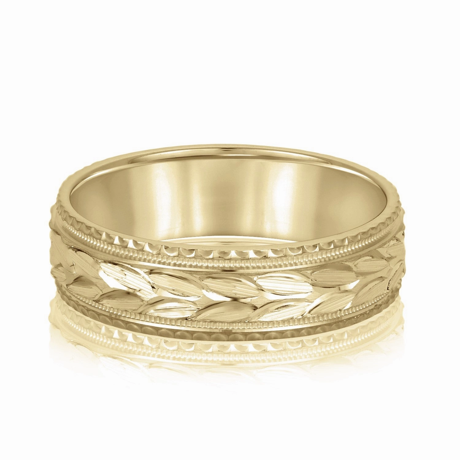 Greek God Wreath Style Mens Wedding Band