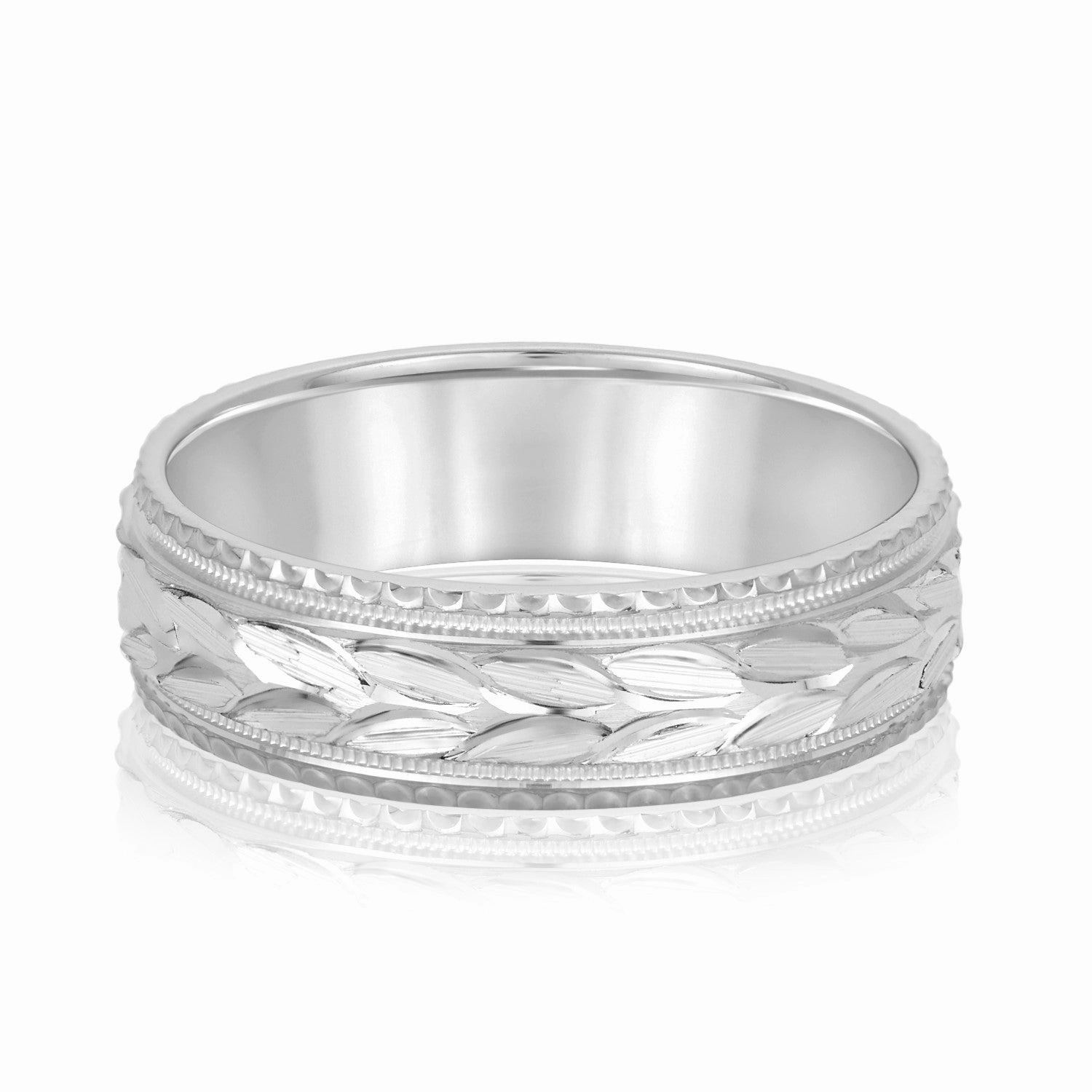 Greek God Wreath Style Mens Wedding Band