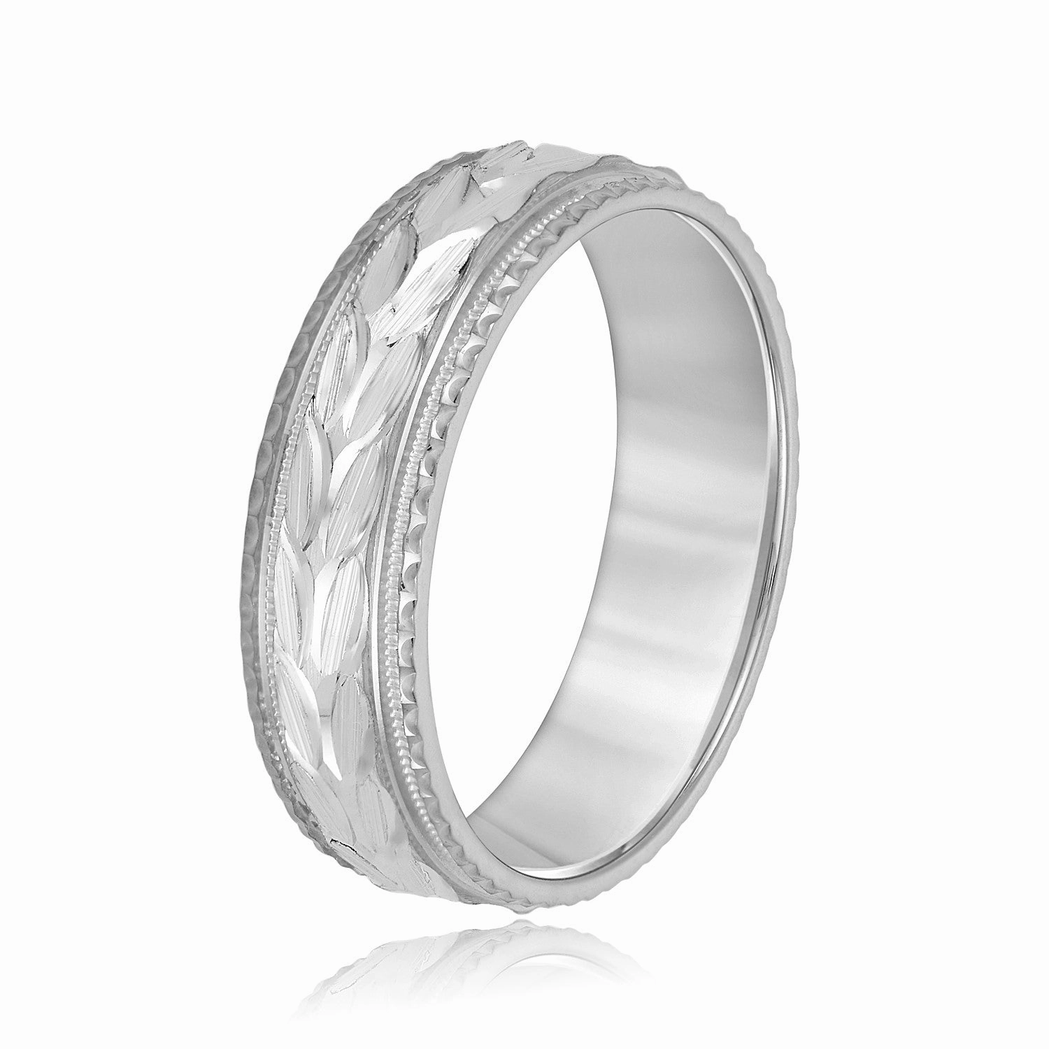 Greek God Wreath Style Mens Wedding Band