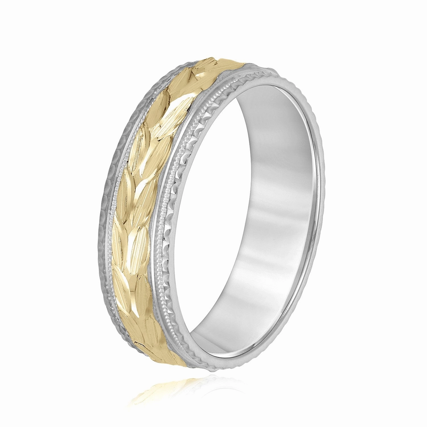 Greek God Wreath Style Mens Wedding Band