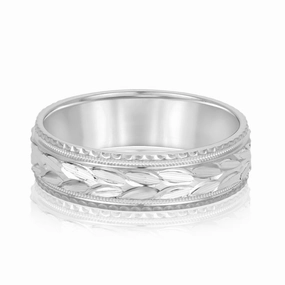Greek God Wreath Style Mens Wedding Band