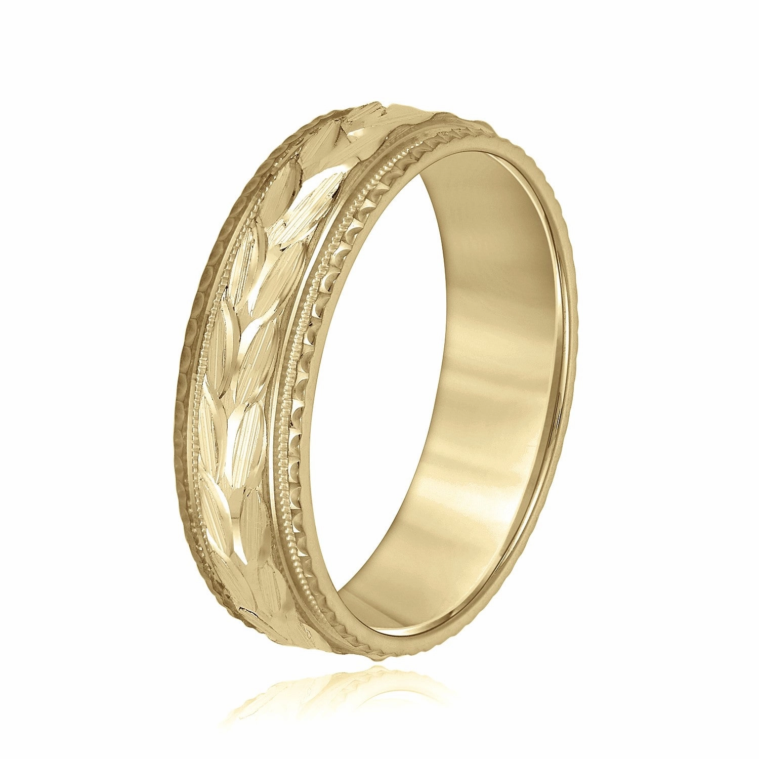 Greek God Wreath Style Mens Wedding Band