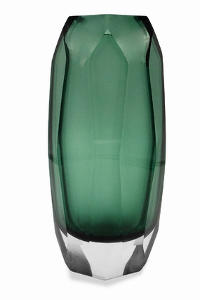 Green Faceted Glass Vase | Liang & Eimil Emerald Vase,Glass Vase