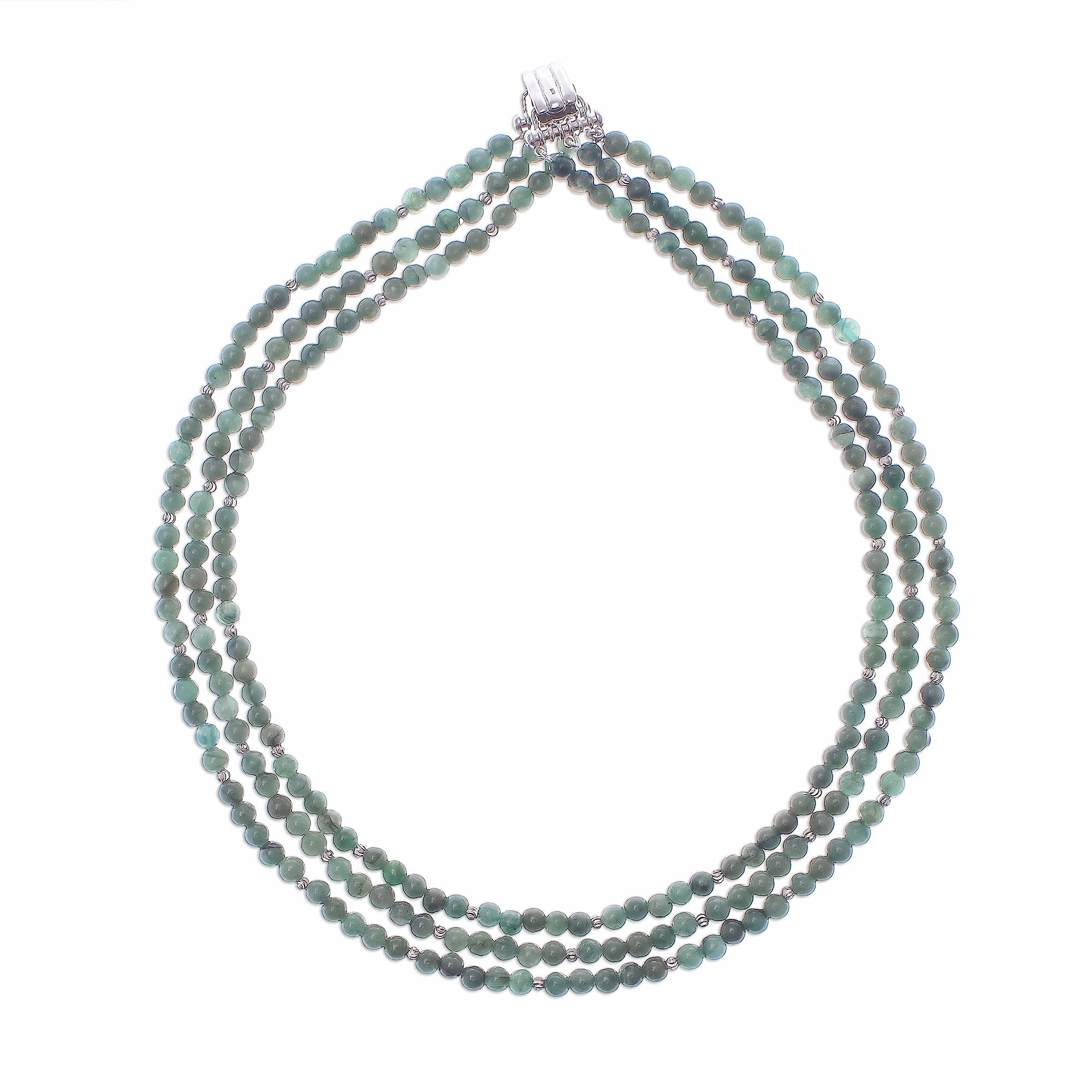 Green Holiday Jade Beaded Strand Necklace from Thailand