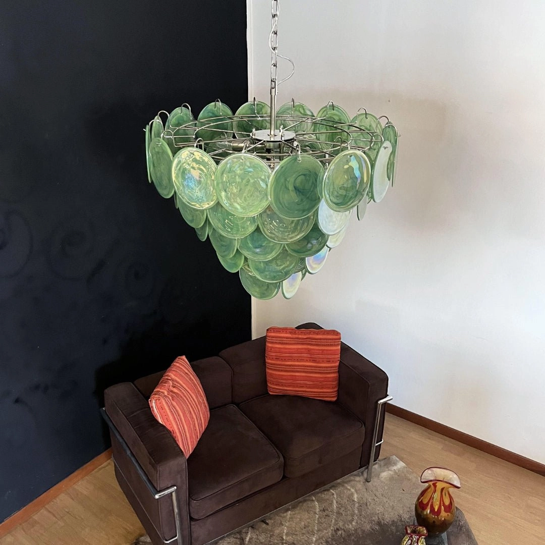 Green Murano Disc Chandelier