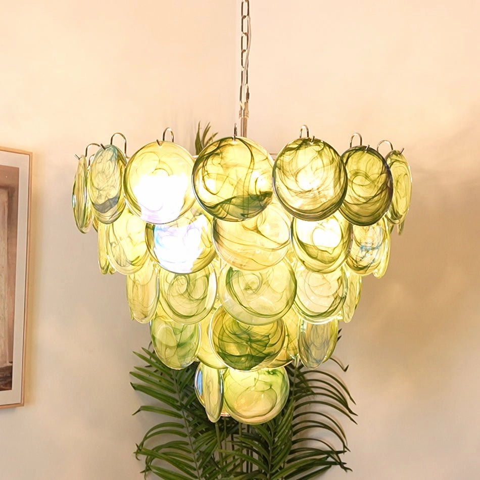 Green Murano Disc Chandelier