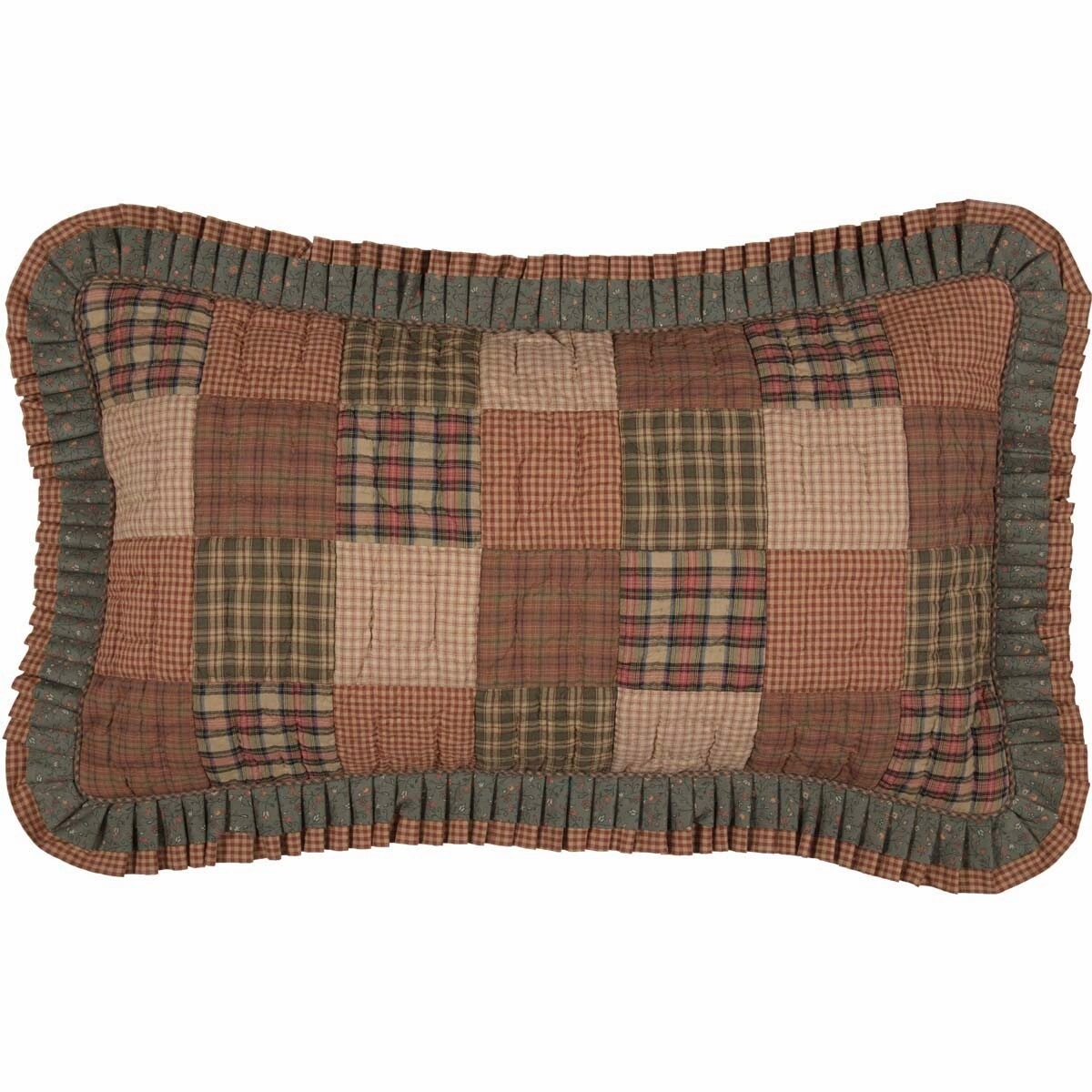 Green Primitive Bedding VHC Crosswoods Sham Cotton Patchwork