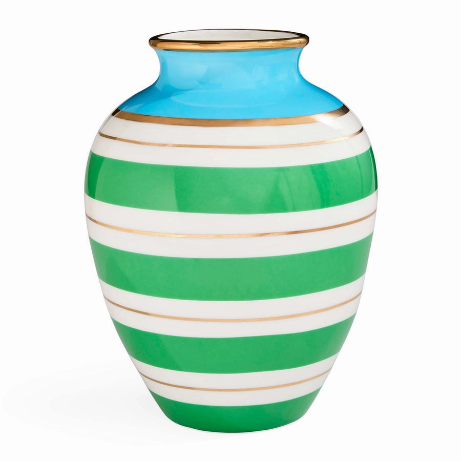 Green Stripes Porcelain Urn | Jonathan Adler Portofino