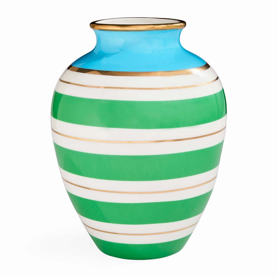 Green Stripes Porcelain Urn | Jonathan Adler Portofino Vase,Glass Vase