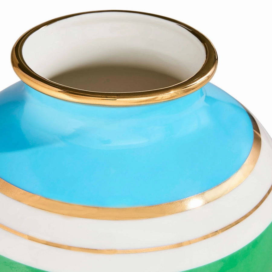 Green Stripes Porcelain Urn | Jonathan Adler Portofino