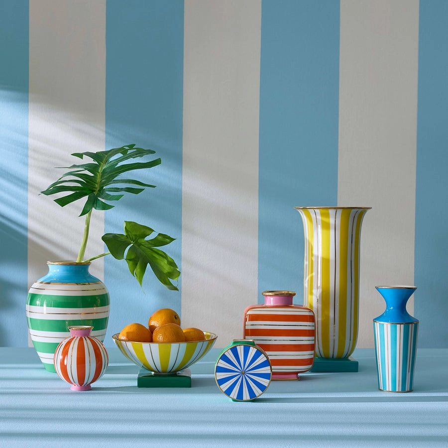 Green Stripes Porcelain Urn | Jonathan Adler Portofino