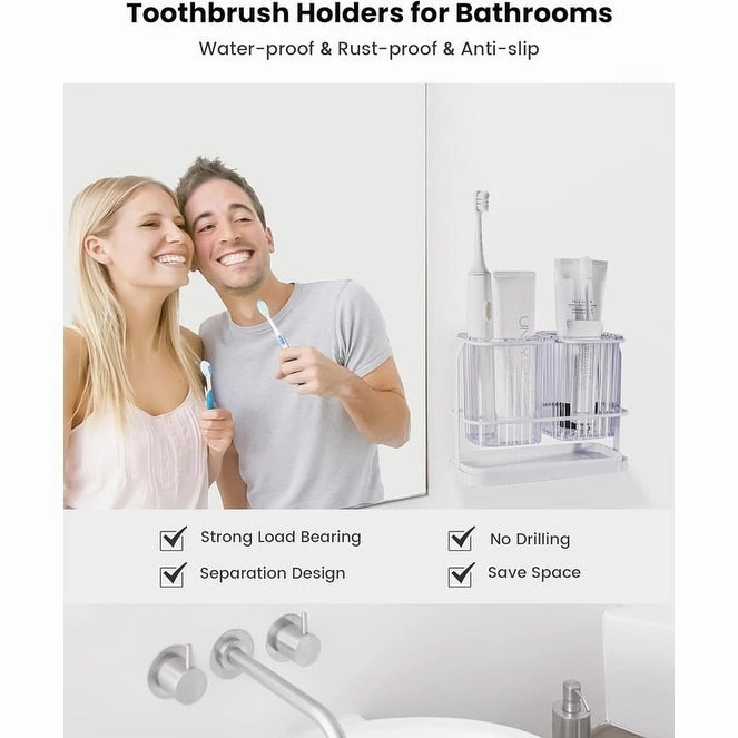 Green Toothbrush Holders for Bathrooms, 2 Cups Toothbrush Holders