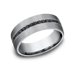 Grey Tantalum The Edison 7.5mm Black Diamond Channel Set Wedding Band
