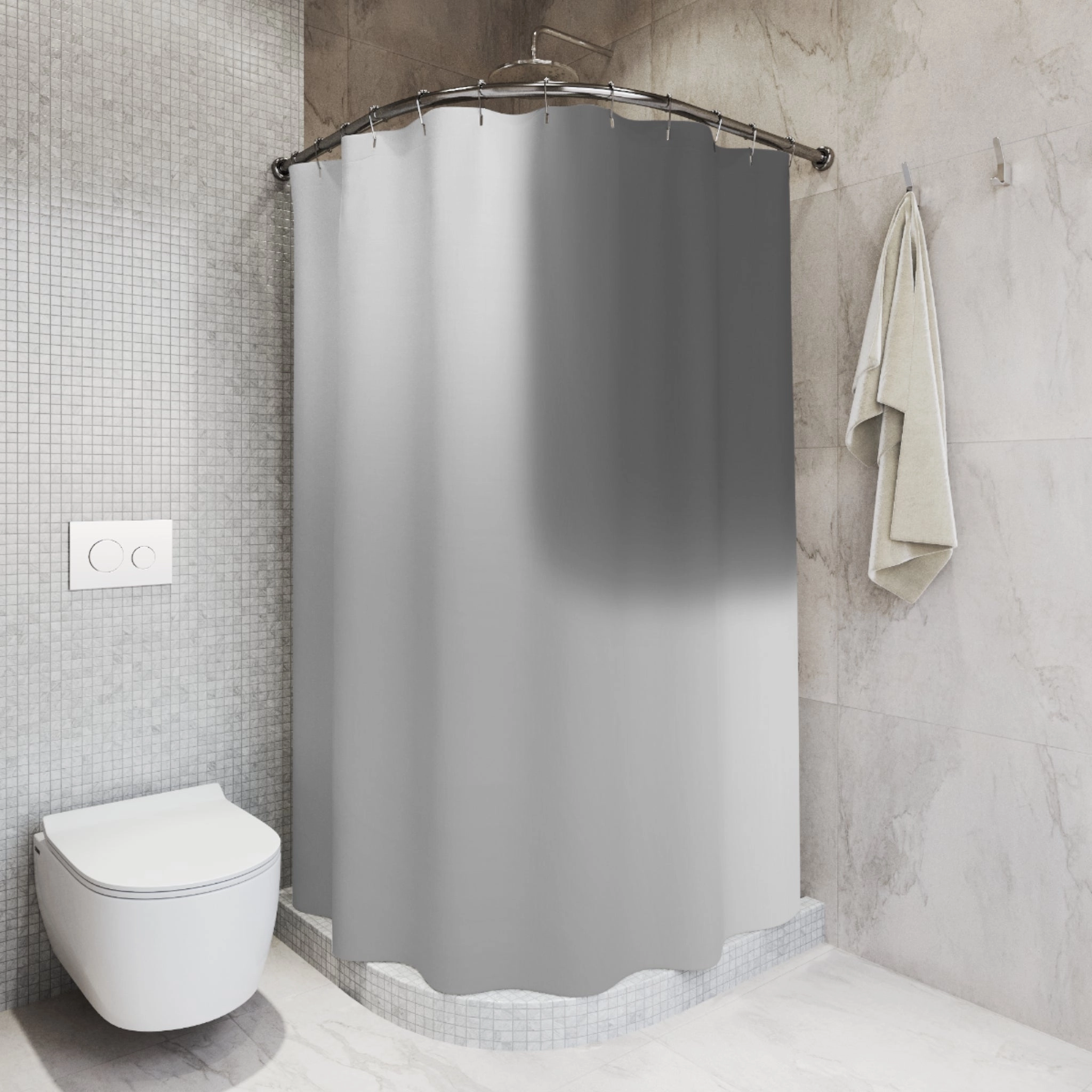 Grey Shower Curtain | Ombre Minimalist Fabric Curtain