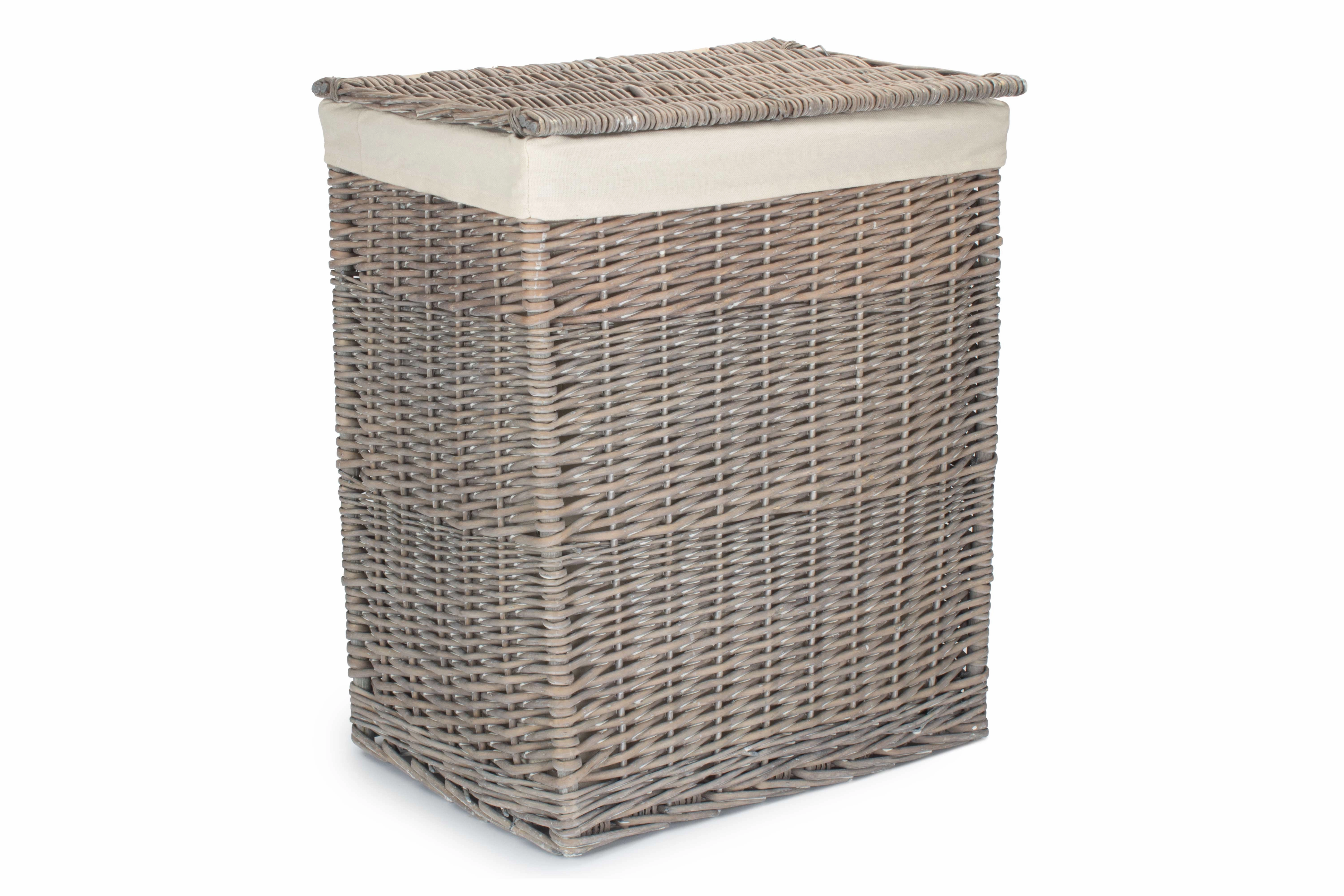 Grey Wash Willow Slim Laundry Hamper Basket with White Lining laundry organizer,dirty clothes basket,plastic laundry basket