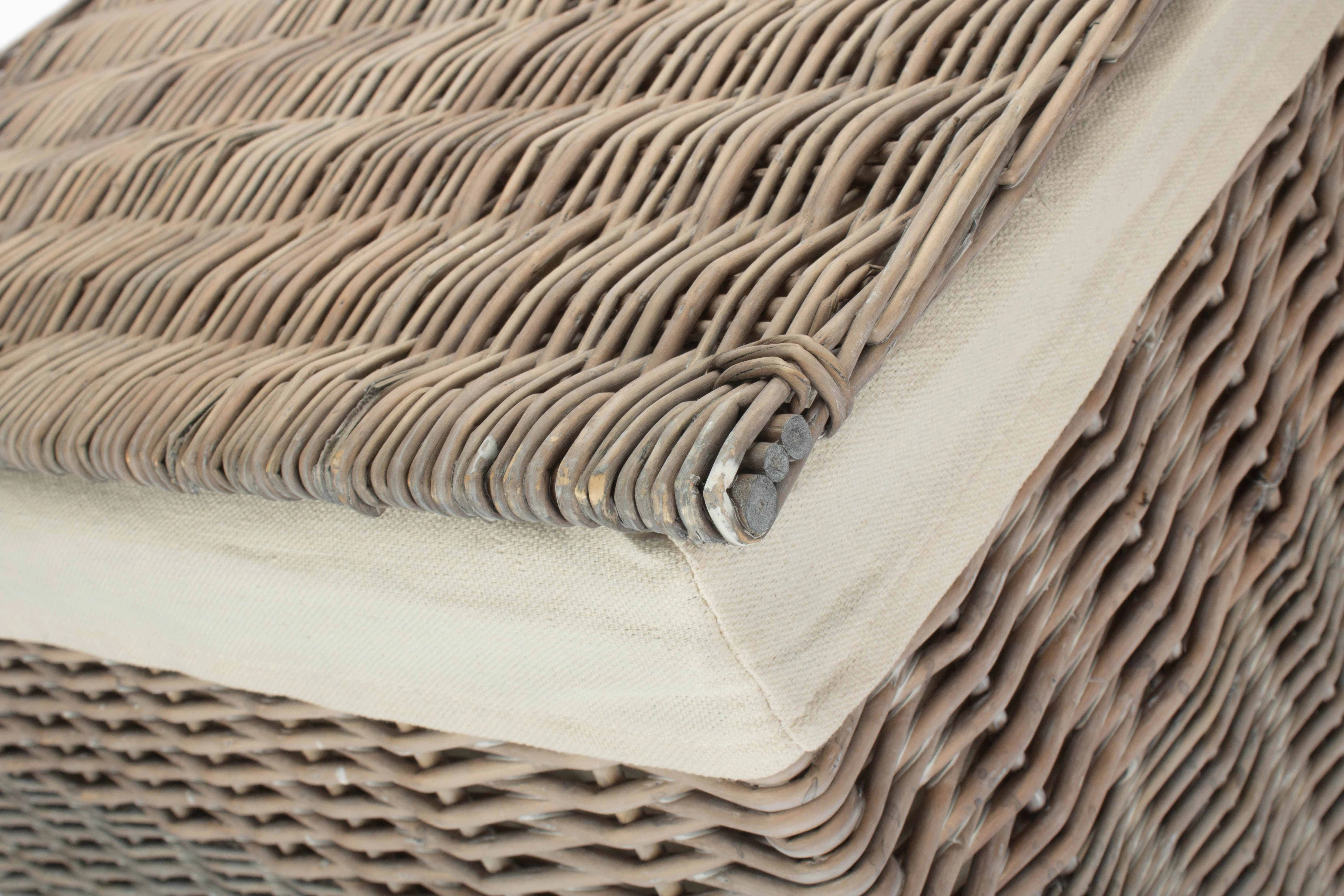 Grey Wash Willow Slim Laundry Hamper Basket with White Lining