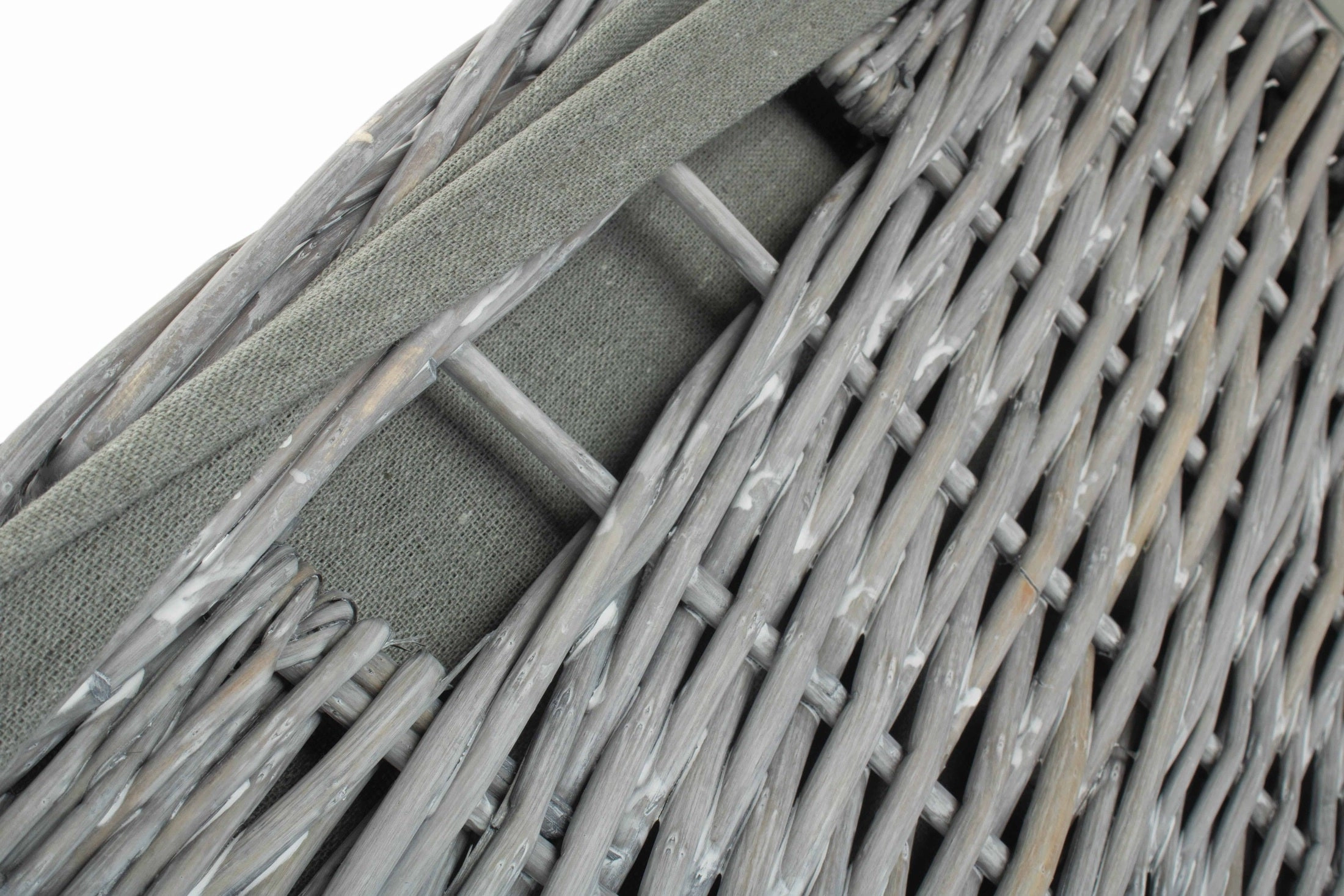Grey Wash Willow Square Laundry Basket with Grey Sage Lining - Large