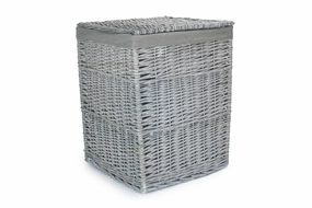 Grey Wash Willow Square Laundry Basket with Grey Sage Lining - Large laundry organizer,dirty clothes basket,plastic laundry basket