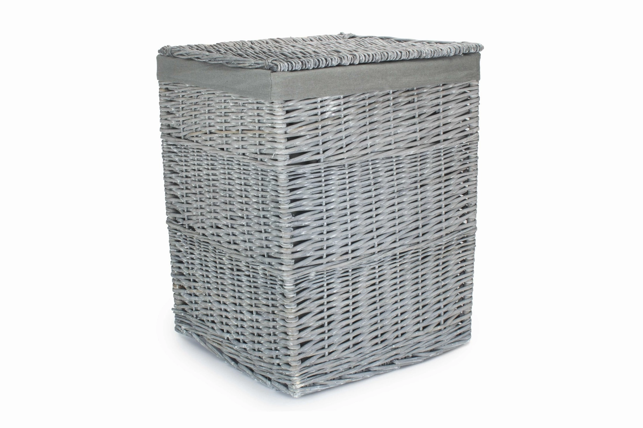 Grey Wash Willow Square Laundry Basket with Grey Sage Lining - Large laundry organizer,dirty clothes basket,plastic laundry basket