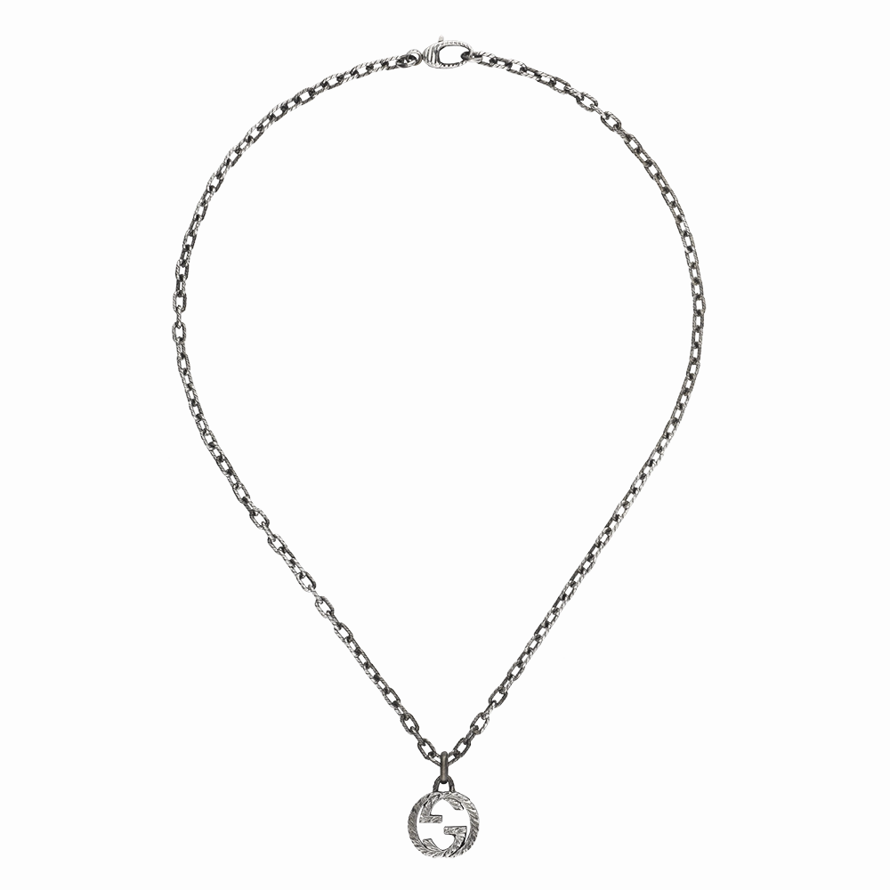 Gucci Interlocking Silver Pendant Necklace