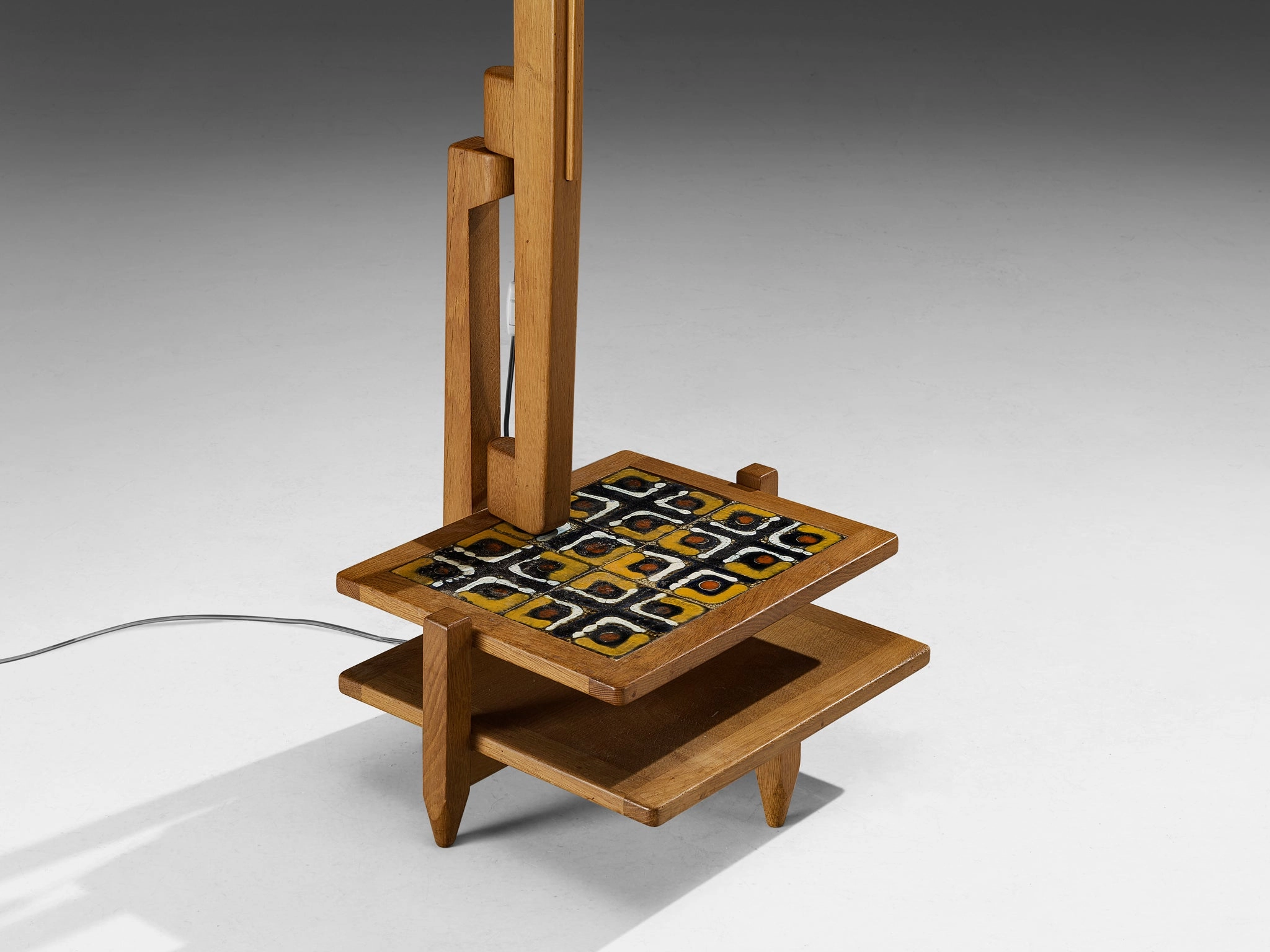 Guillerme & Chambron Floor Lamp with Integrated Side Table