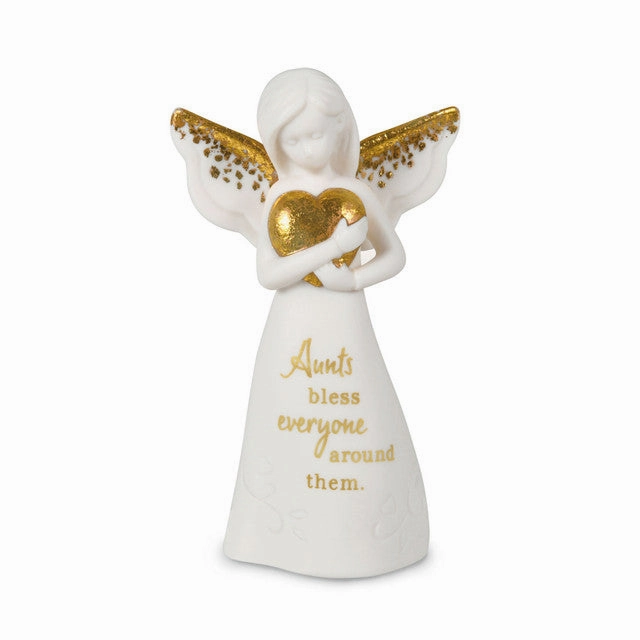 Hallmark An Aunt's Blessings Mini Angel Figurine, 3.8" Decorative Mirror,Home Decor Mirror