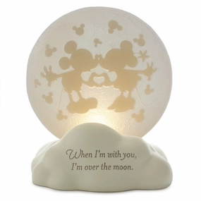 Hallmark Disney Mickey Mouse and Minnie Mouse Moon Figurine With Light Decorative Mirror,Home Decor Mirror